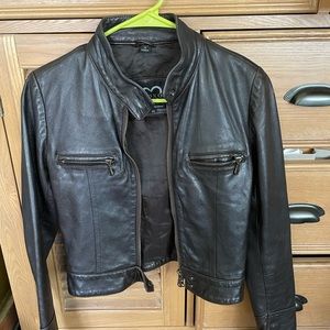 XOXO XS chocolate brown leather moto jacket